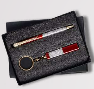 Customized Corporate Gift Set - Pen & Keychain PK-03 Baleno Red
